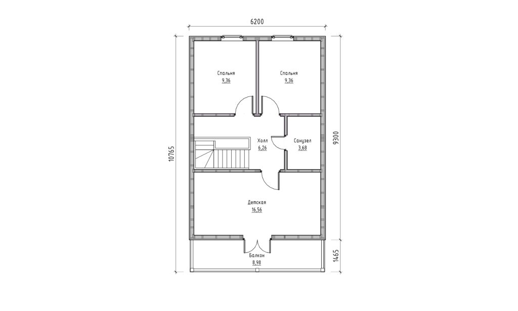 План мансардного этажа каркасного дома КД-143 Муратор